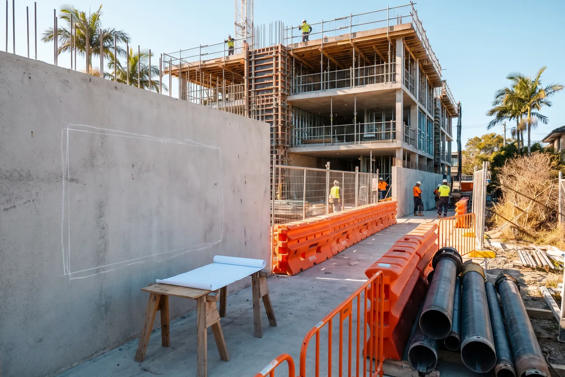 Concrete opening marked and prepared at a controlled new-build worksite